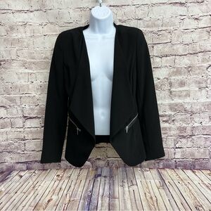 H&M Black Open Zipper Detail Lined Blazer